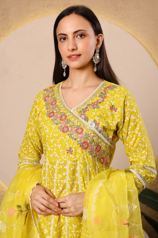 Sunshine Bloom Printed Chanderi Collection – Yellow