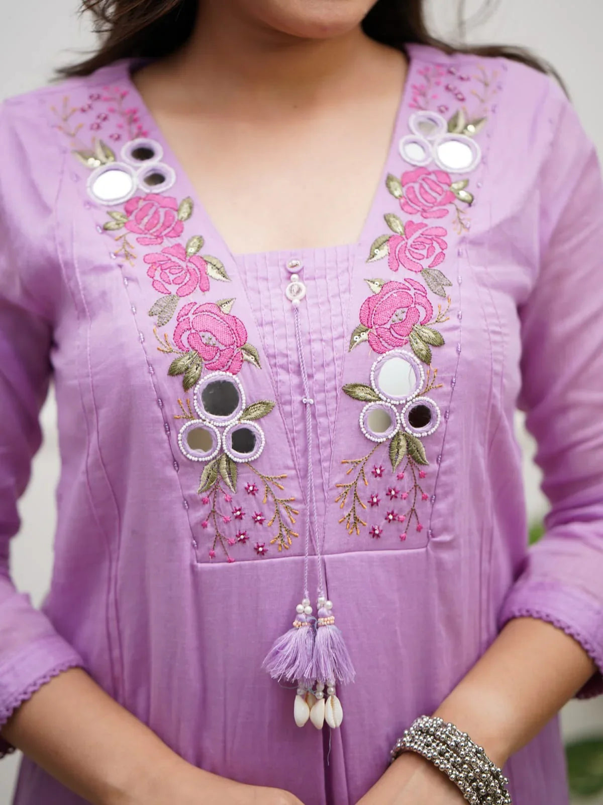 Lavender Embroidered Kurta Set with Dupatta