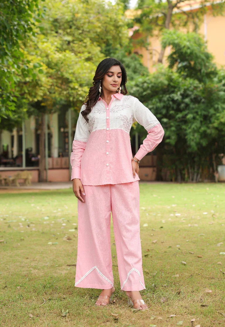 Luxurious Baby Pink Handwork Co-ord Set
