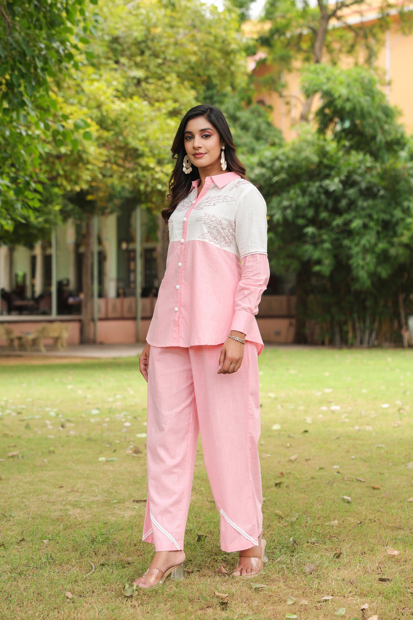 Luxurious Baby Pink Handwork Co-ord Set