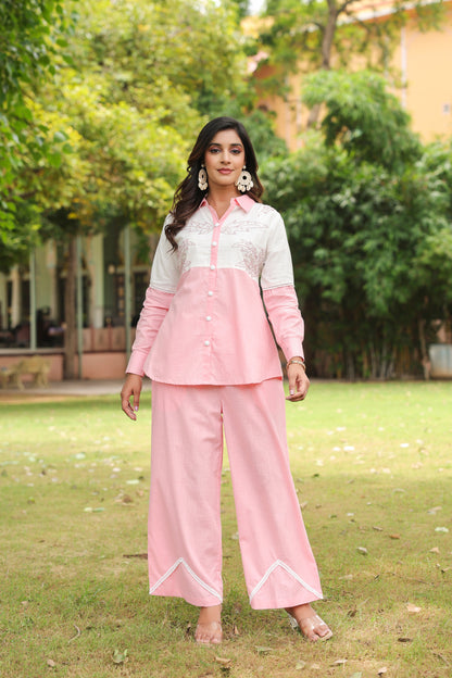Luxurious Baby Pink Handwork Co-ord Set