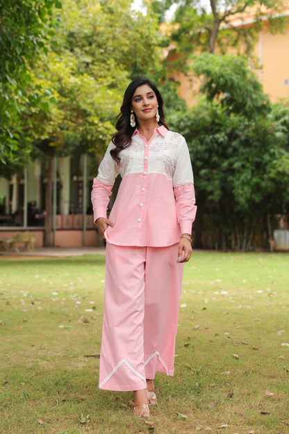 Luxurious Baby Pink Handwork Co-ord Set