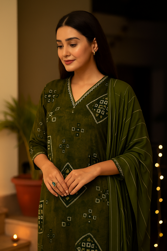 Emerald Green Chinon Embellished