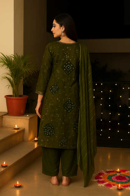 Emerald Green Chinon Embellished