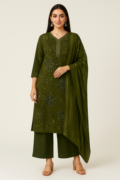 Emerald Green Chinon Embellished