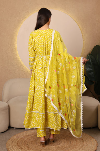 Sunshine Bloom Printed Chanderi Collection – Yellow