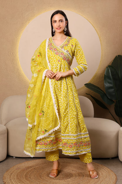 Sunshine Bloom Printed Chanderi Collection – Yellow