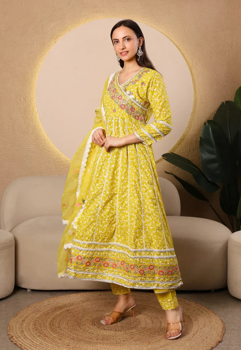 Sunshine Bloom Printed Chanderi Collection – Yellow