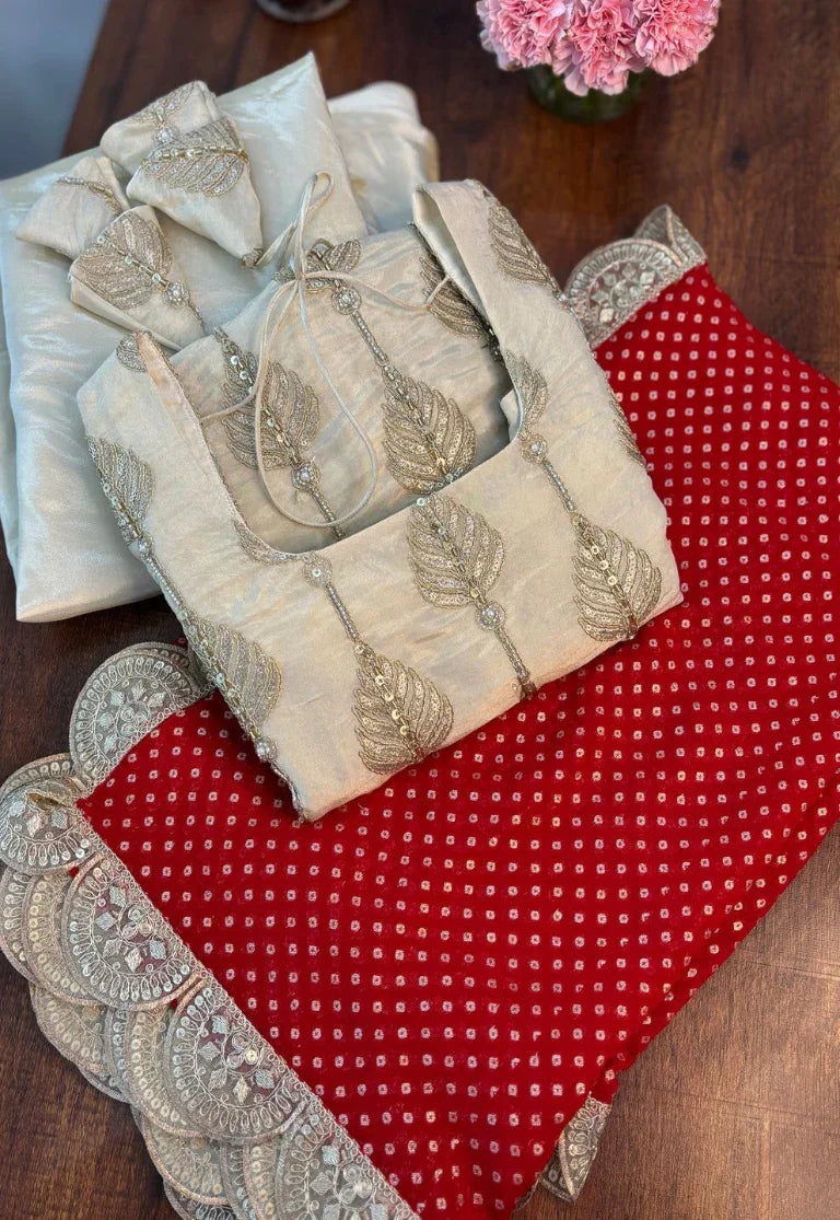 Ivory Embroidered Sharara Set with Red Dupatta
