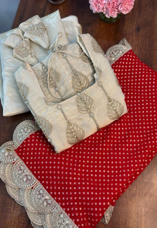 Ivory Embroidered Sharara Set with Red Dupatta