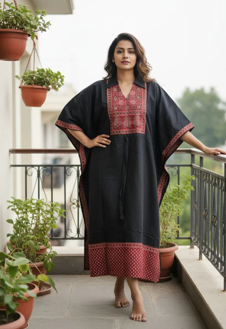 Printed Cotton Kaftan Dress