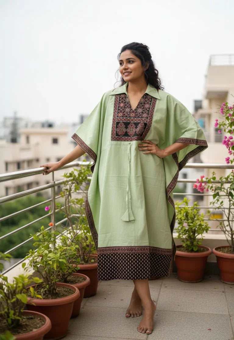 Printed Cotton Kaftan Dress