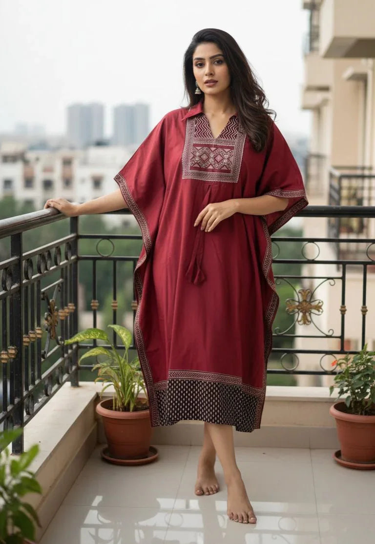 Printed Cotton Kaftan Dress