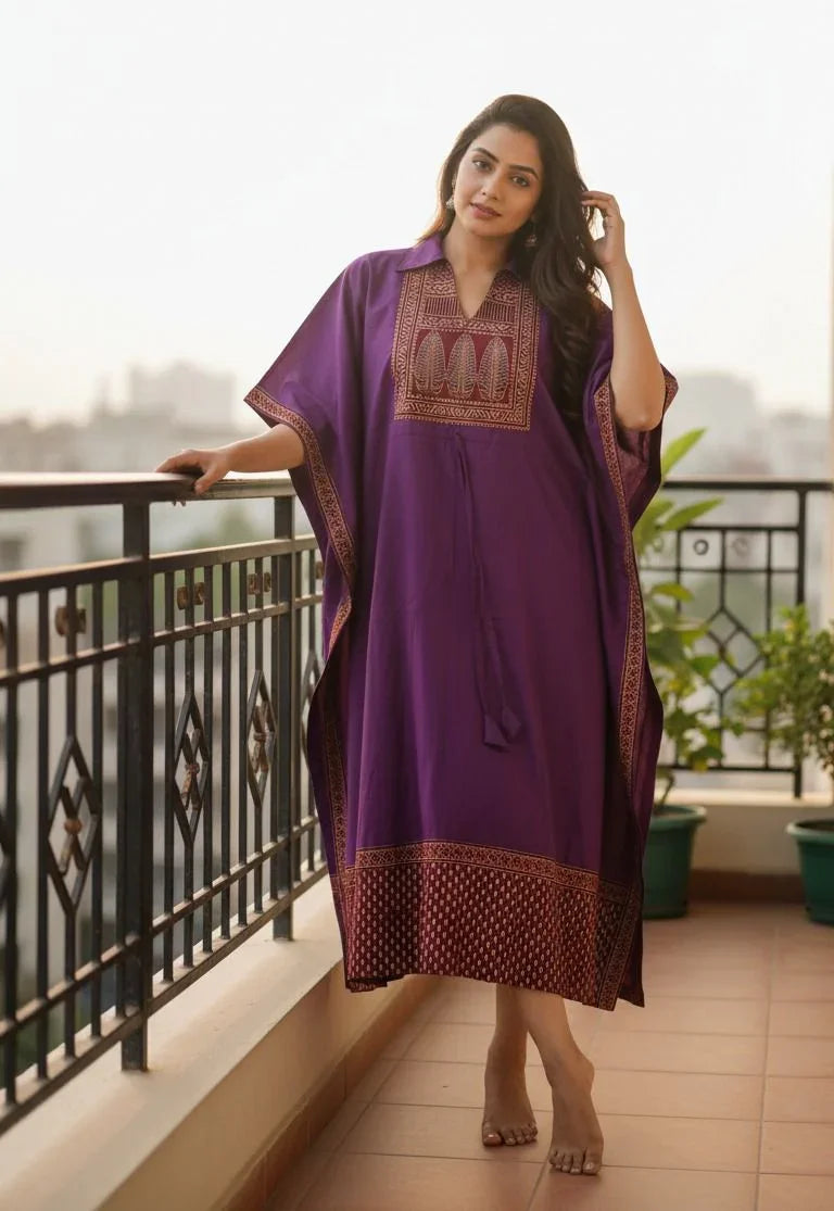 Printed Cotton Kaftan Dress