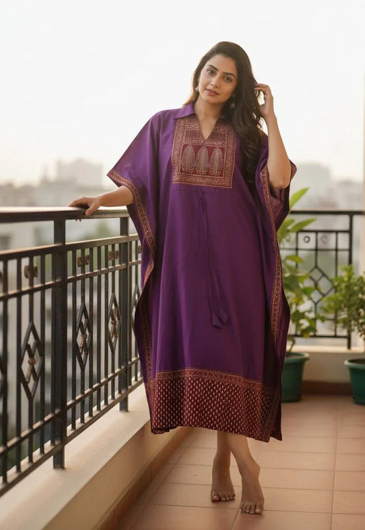 Printed Cotton Kaftan Dress